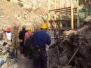 Rácskai-barlang A táró építésének vasbetonmunkálatai építés közben